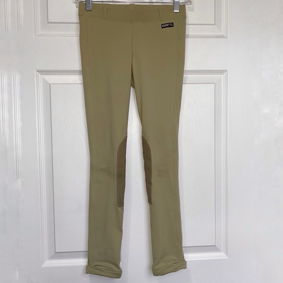 Kerrits Riding Breeches Tan Beige Leggings Youth XL Knee Patches Equestrian - Picture 1 of 13